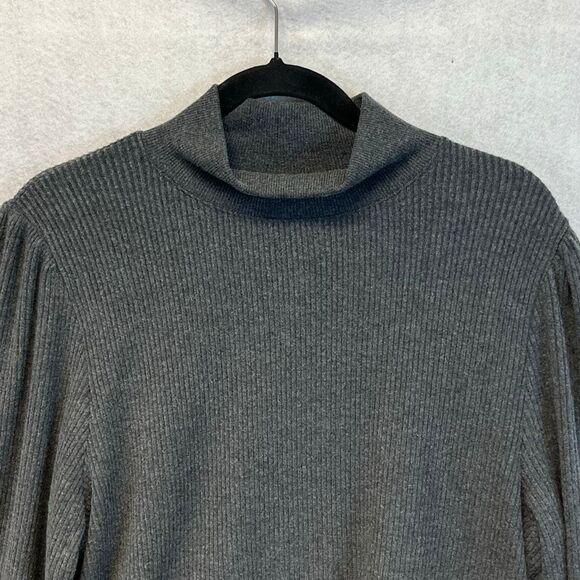 J. CREW Women’s Gray Mock Neck Ribbed Pullover Sweater XL Long Sleeve Soft NWT - Picture 2 of 14